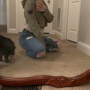 Green army style bomber jacket